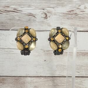 Vintage Clip On Earrings 0.75" - Missing Gems